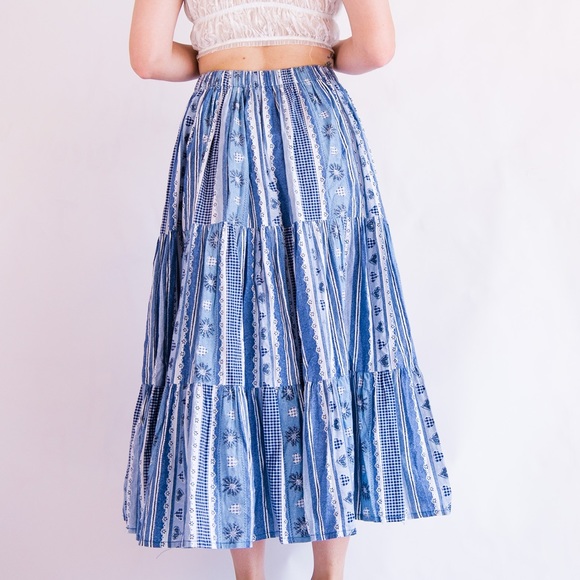 Vintage Americana Tiered Midi Skirt Small - Picture 7 of 7